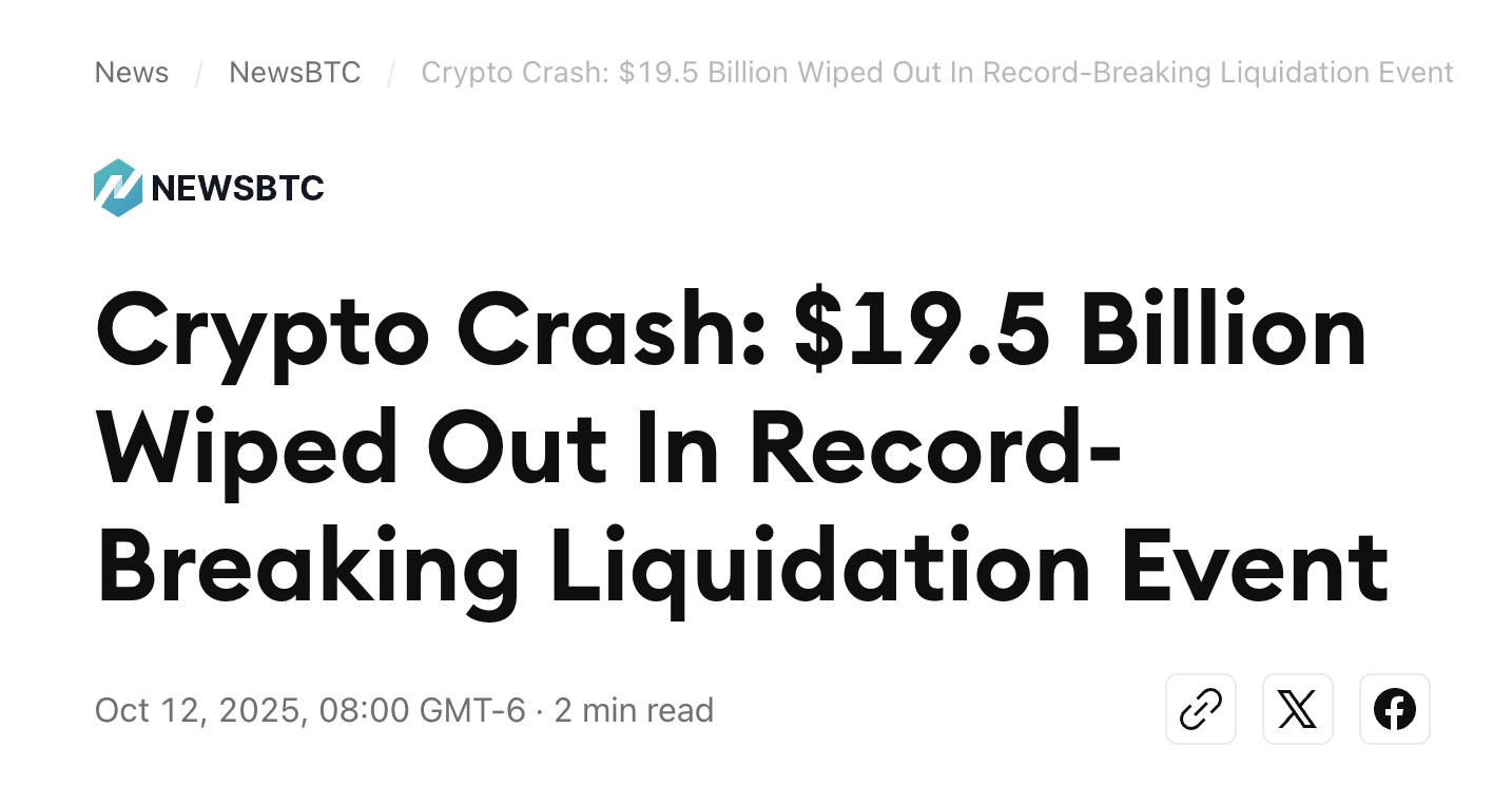 US$19 mil millones evaporados en la mayor caída en la historia de Bitcoin